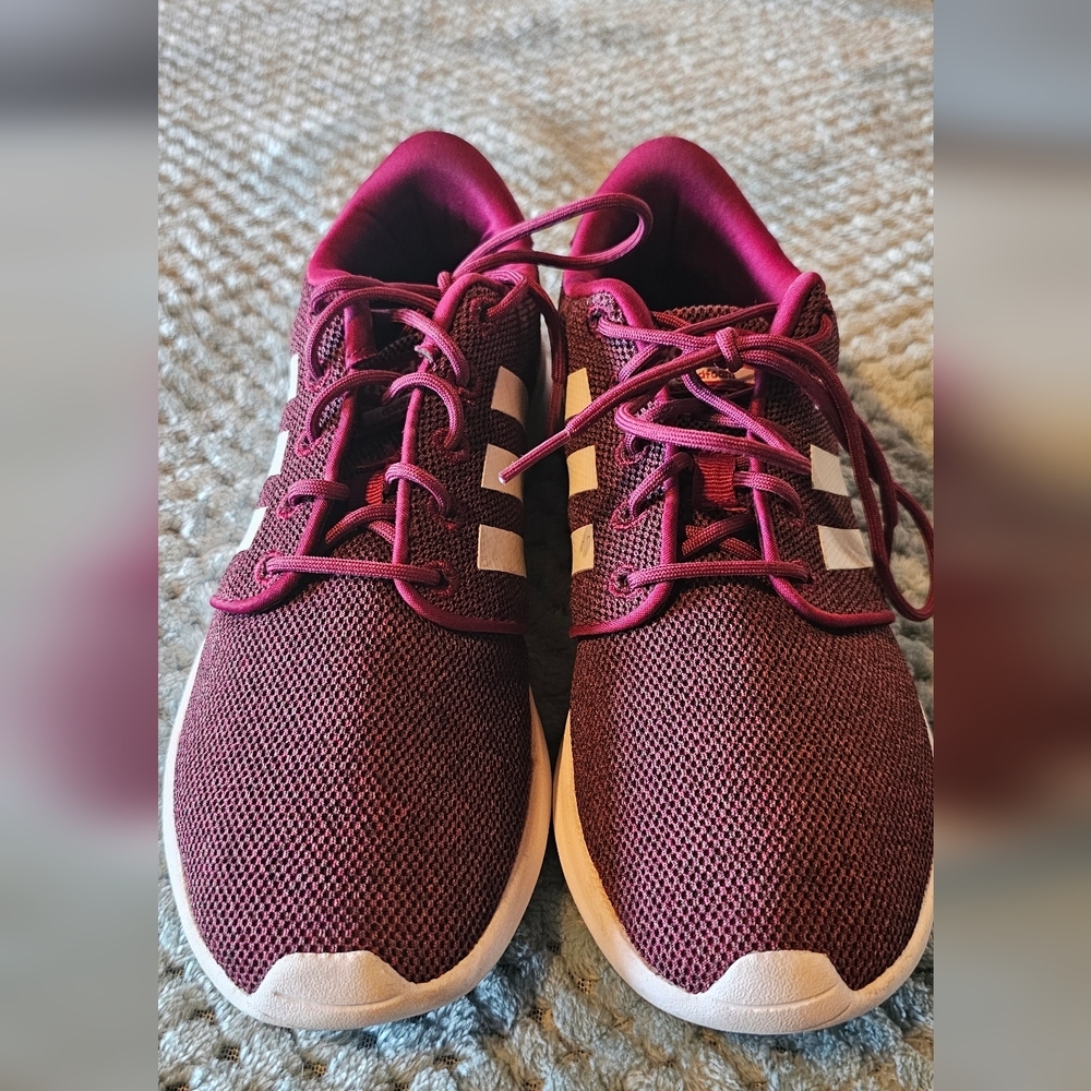 Adidas Cloudfoam Lite Racer Sneakers Burgundy/White Women’s Size 7 - Picture 4 of 6